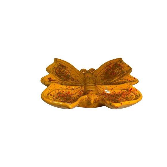 Vintage Butterfly Shape Tray Large Dish Hand Painted 1977 Retro MCM - Picture 9 of 10